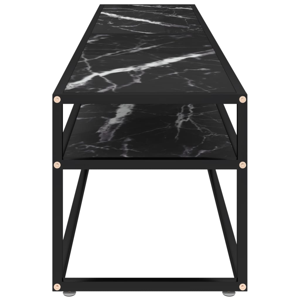 vidaXL ТВ шкаф, черен мрамор, 180x40x40,5 см, закалено стъкло