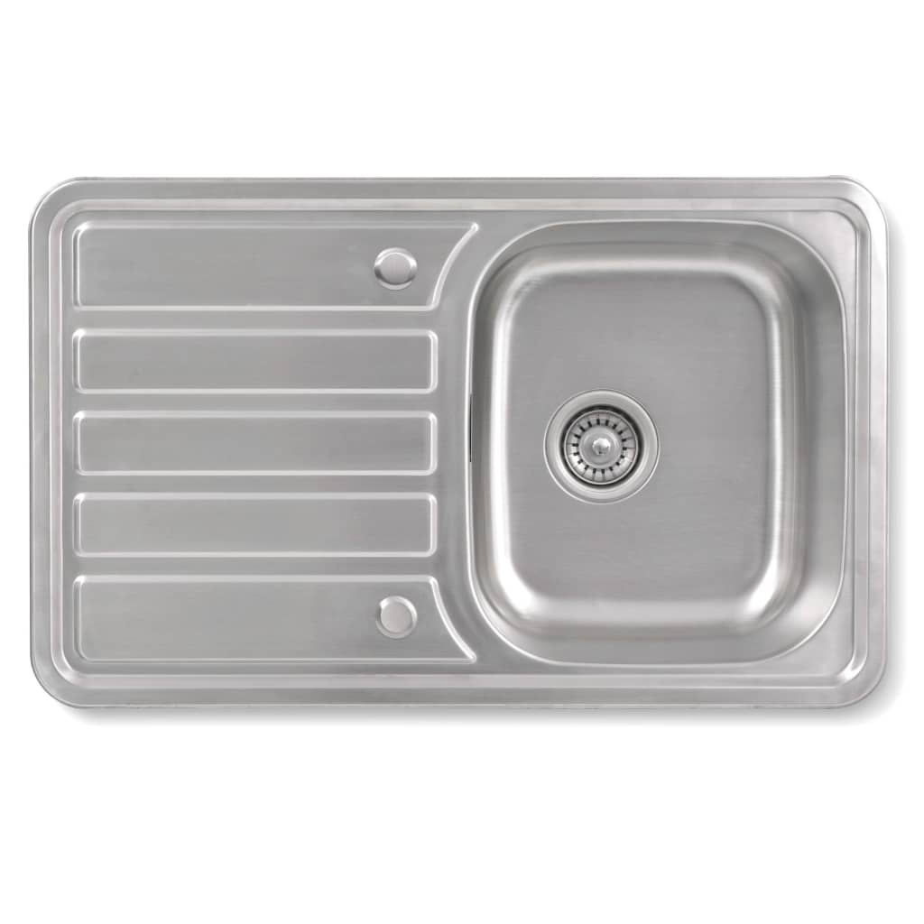vidaXL Кухненска мивка с тръба и сифон, неръждаема стомана