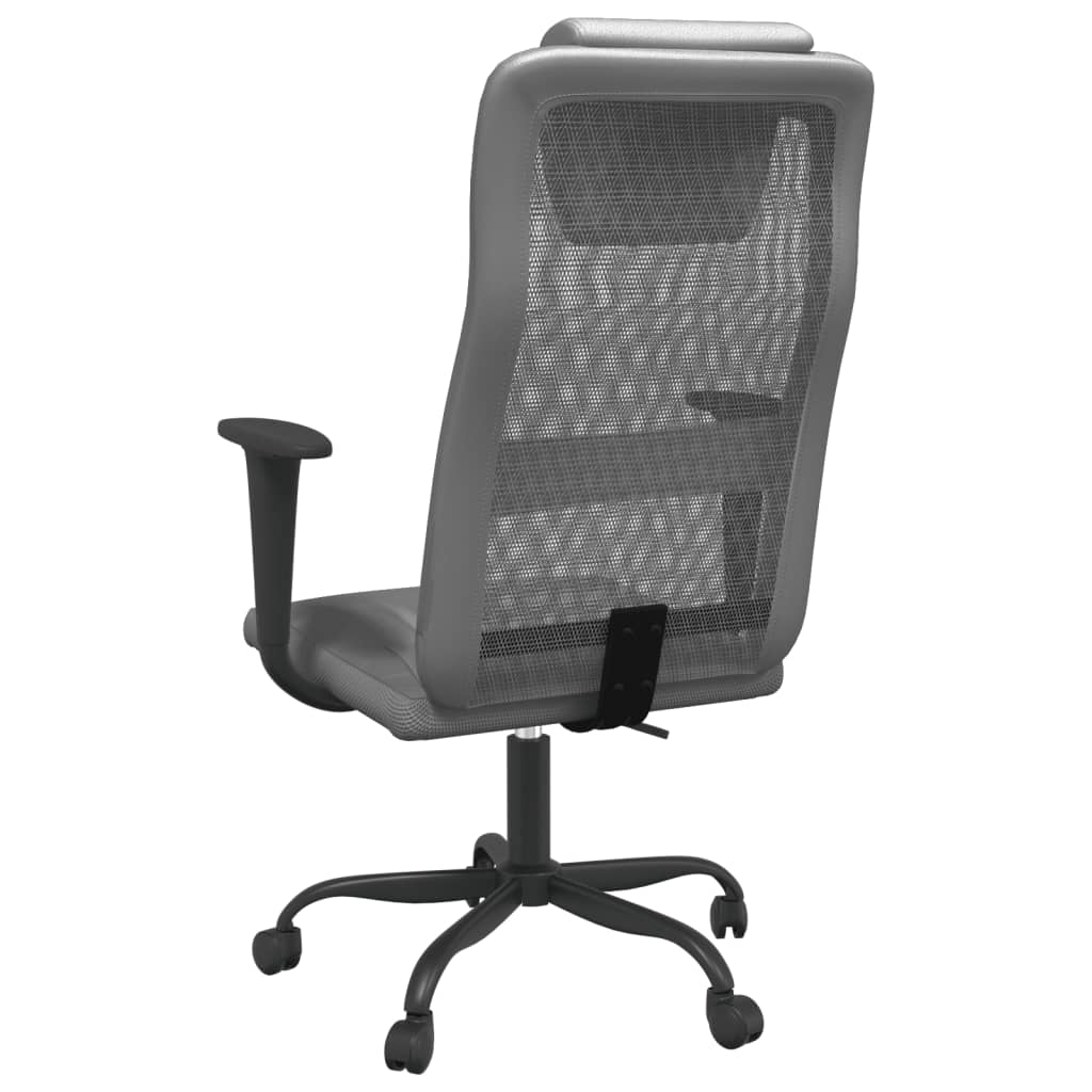 vidaXL Офис стол, регулируем, сив, мрежеста материя и еко кожа
