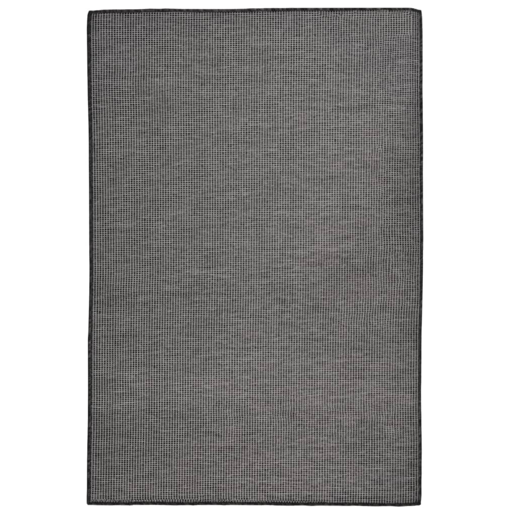 vidaXL Градински плоскотъкан килим, 120x170 см, сив