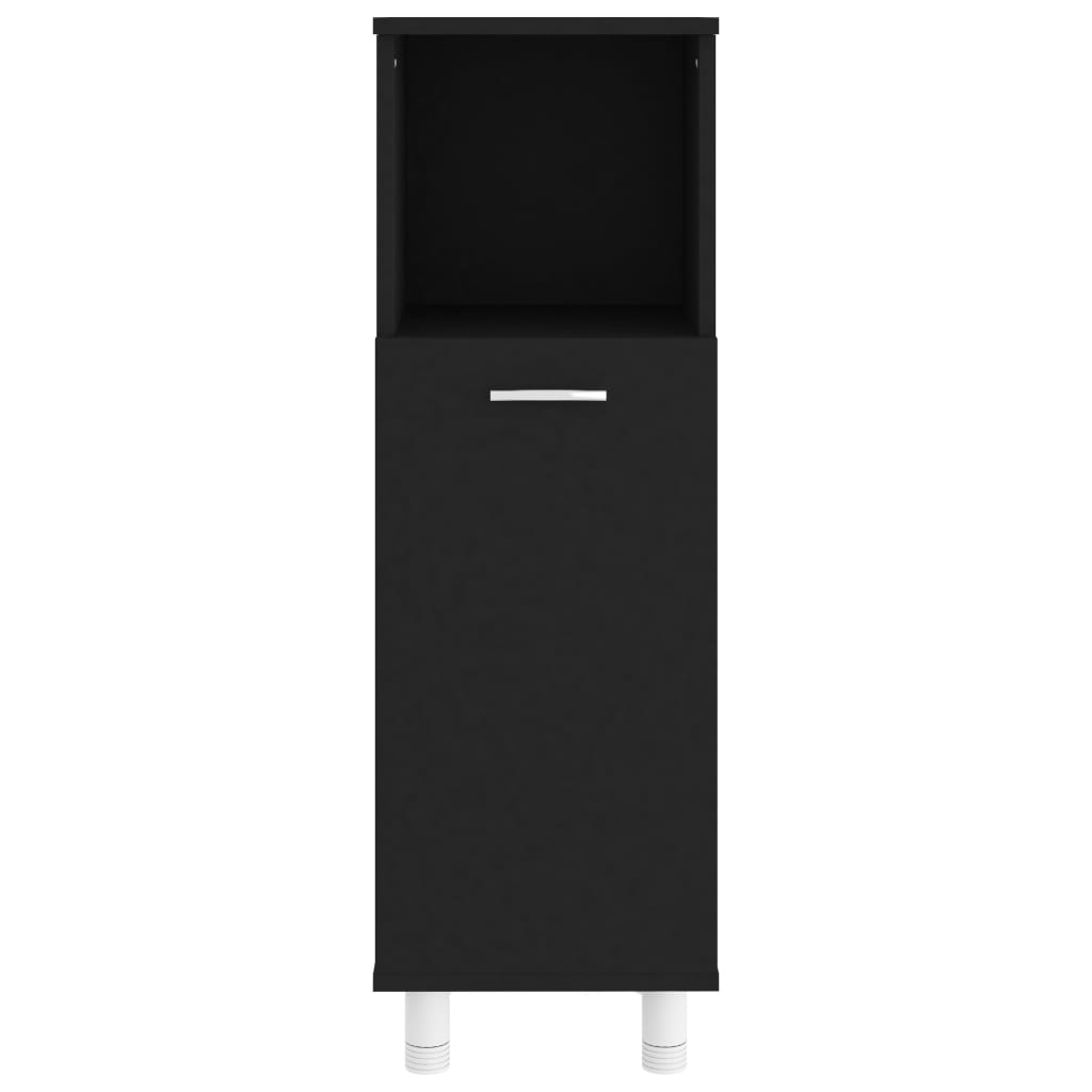 vidaXL Шкаф за баня, черен, 30x30x95 см, ПДЧ