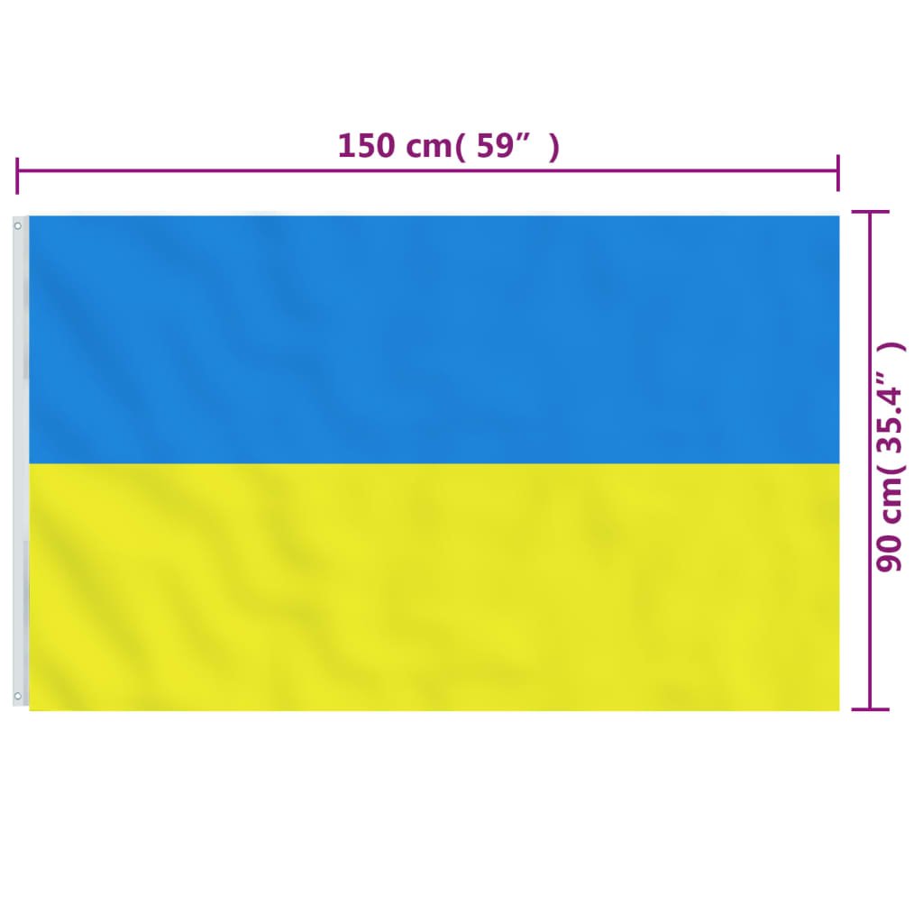 vidaXL Знаме на Украйна с месингови втулки 90x150 см