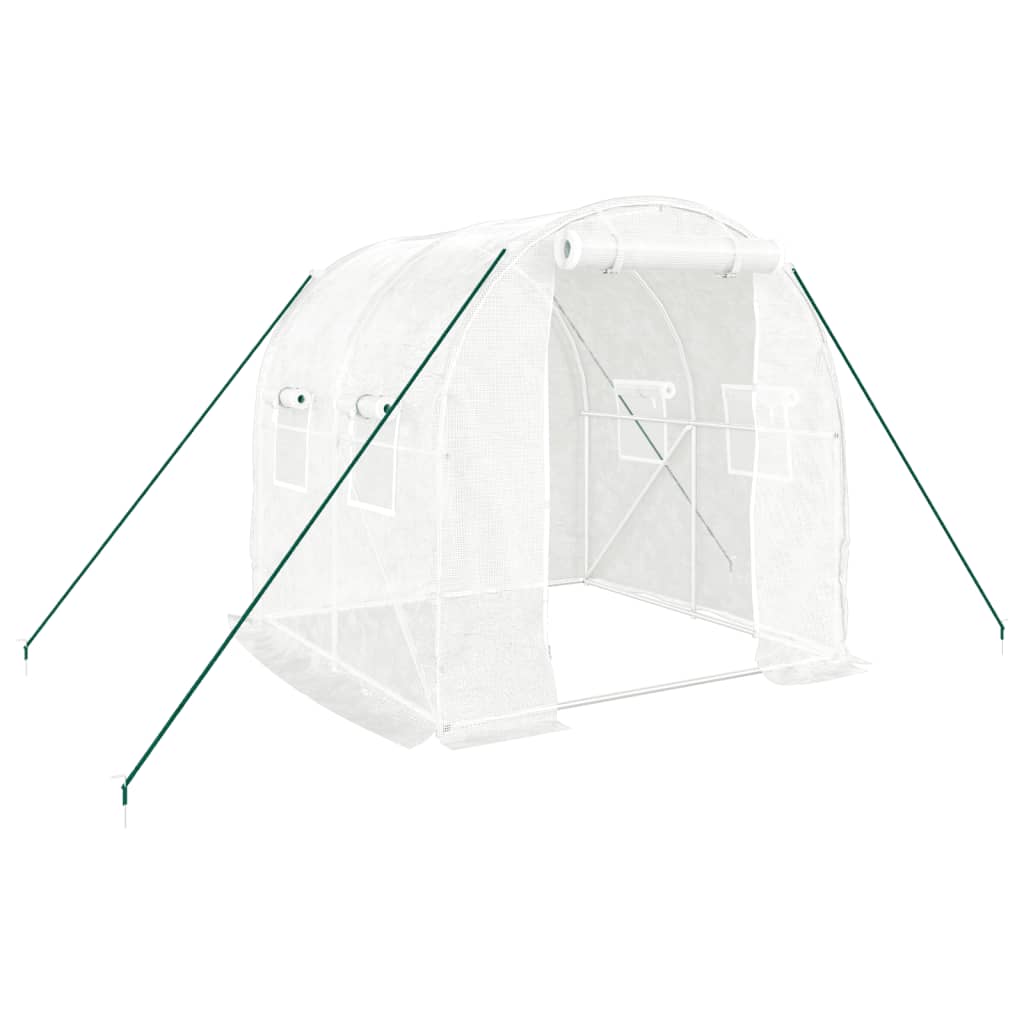 vidaXL Оранжерия със стоманена рамка бяла 4 м² 2x2x2 м