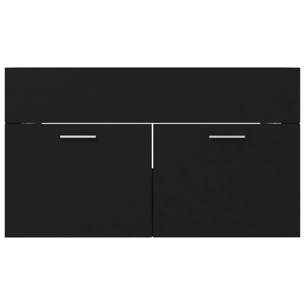 vidaXL Долен шкаф за мивка, черен, 80x38,5x46 см, ПДЧ