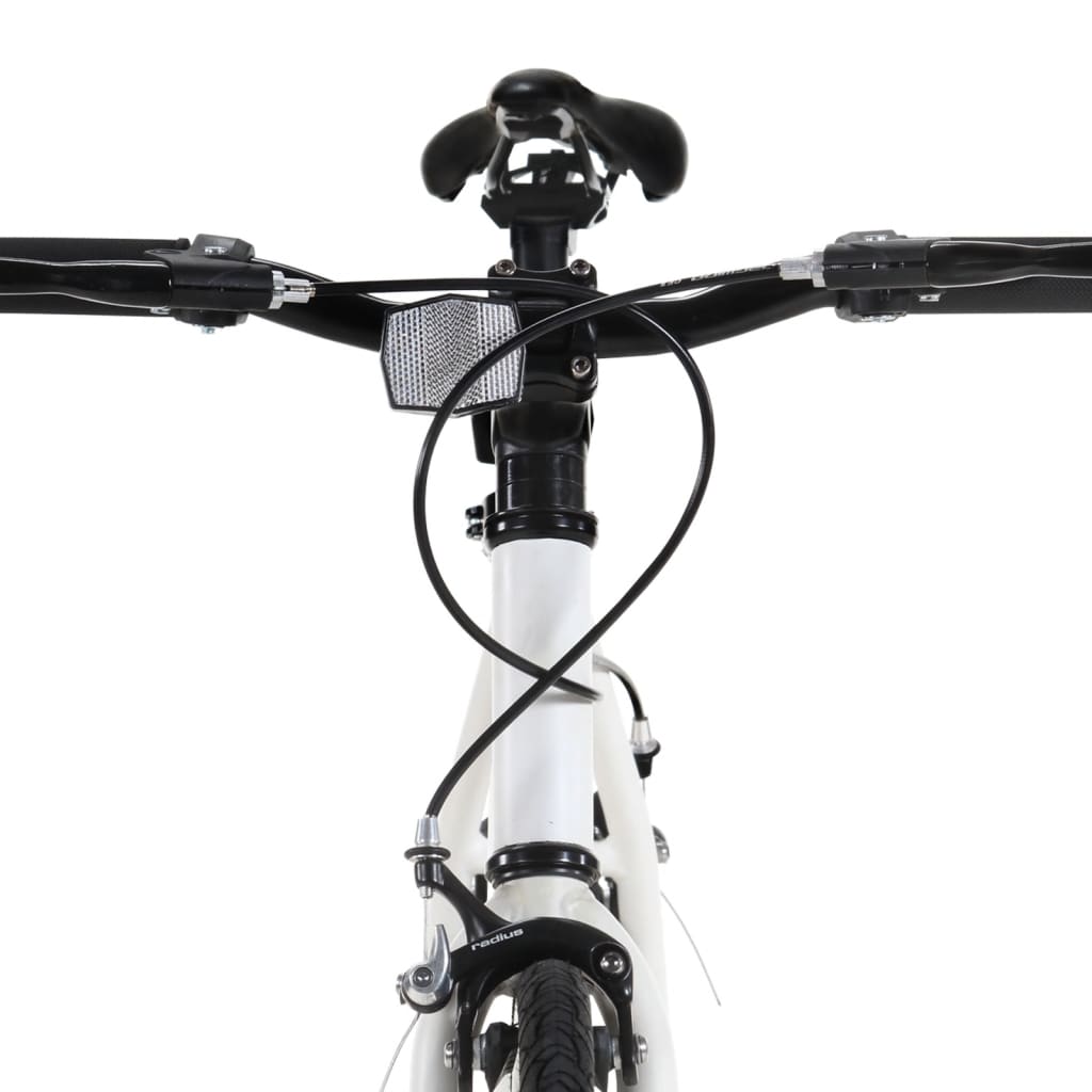 vidaXL Велосипед с фиксирана предавка, бяло и черно, 700c, 51 см