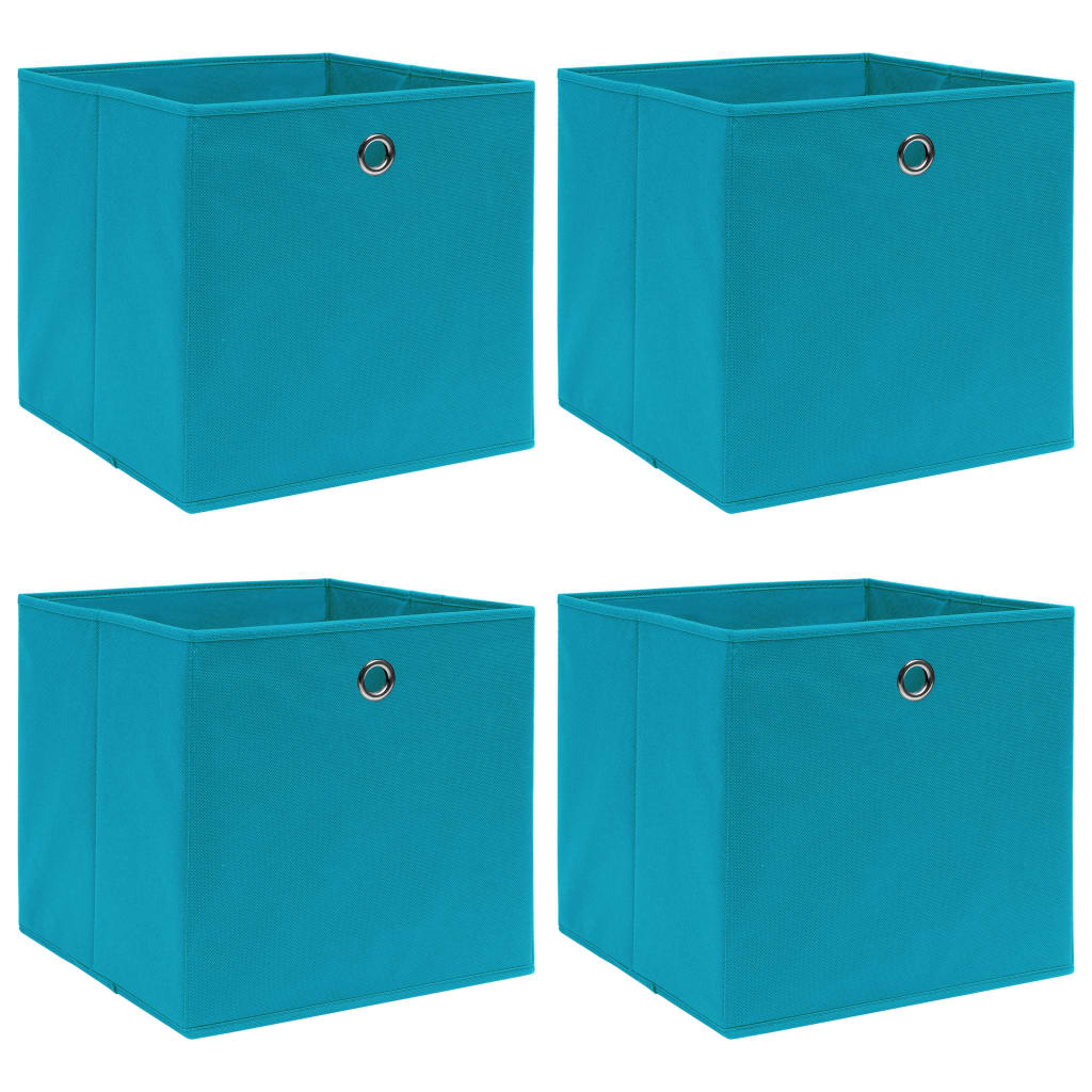 vidaXL Кутии за съхранение 4 бр бебешко сини 32x32x32 см плат