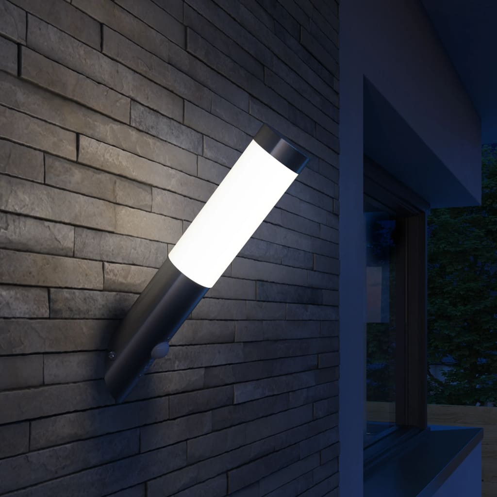 Лампа за стена от неръждаема стомана, водоустойчива, сензор движение