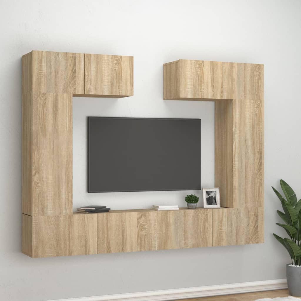vidaXL Комплект ТВ шкафове от 6 части, сонома дъб, инженерно дърво