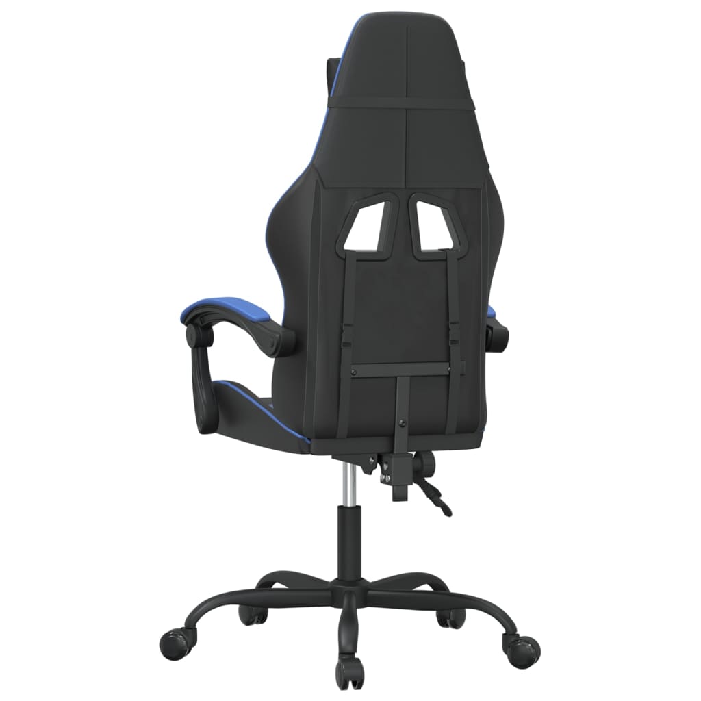 vidaXL Въртящ гейминг стол, черно и синьо, изкуствена кожа