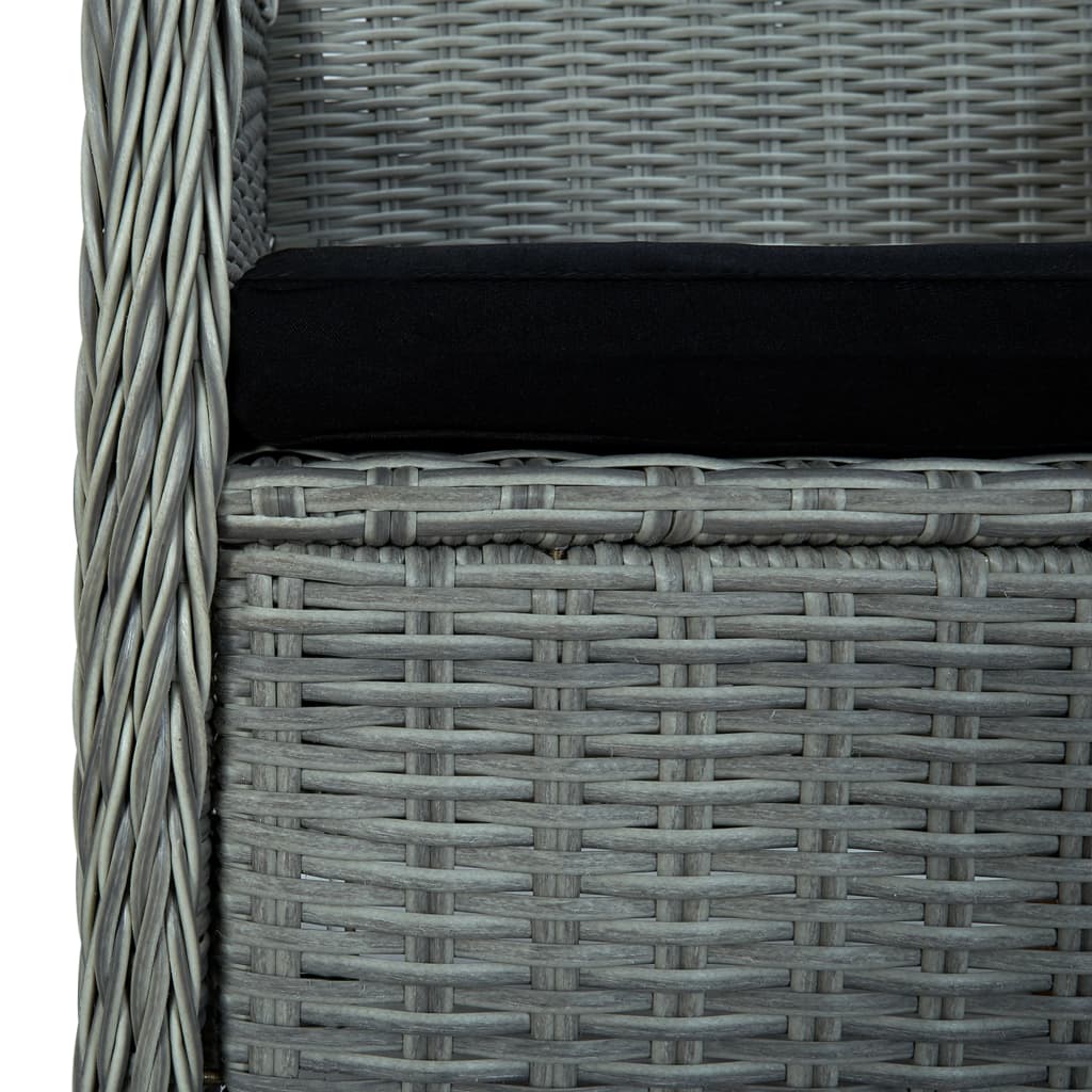 vidaXL Градински комплект с възглавници, 9 части, светлосив полиратан