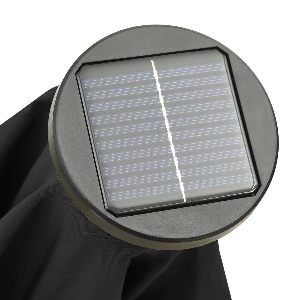 vidaXL Чадър с LED осветление, черен, 200x211 см, алуминий