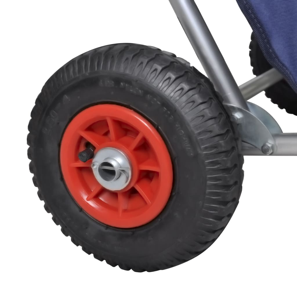 vidaXL Плажна количка с колела, преносима, сгъваема, синя