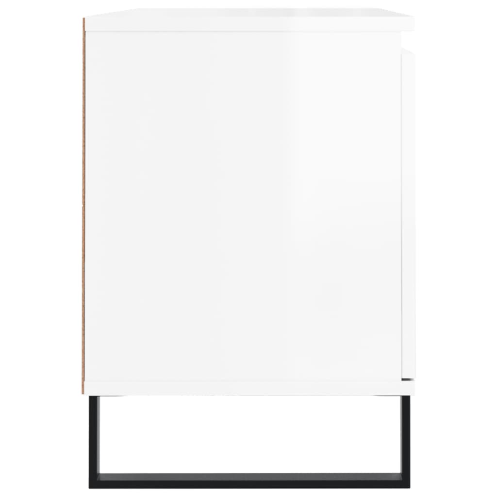 vidaXL ТВ шкаф, бял гланц, 104x35x50 см, инженерно дърво