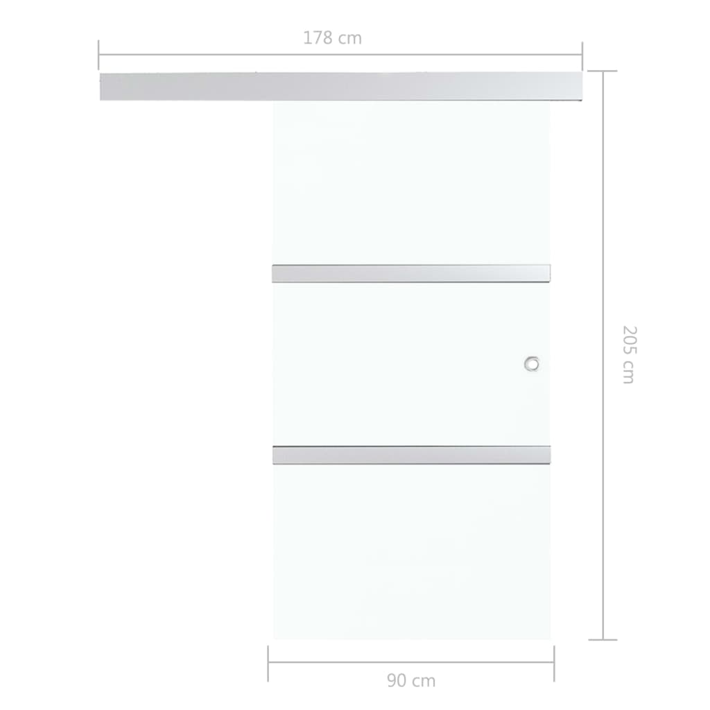 vidaXL Плъзгаща врата с меки стопери ESG стъкло и алуминий 90x205 см