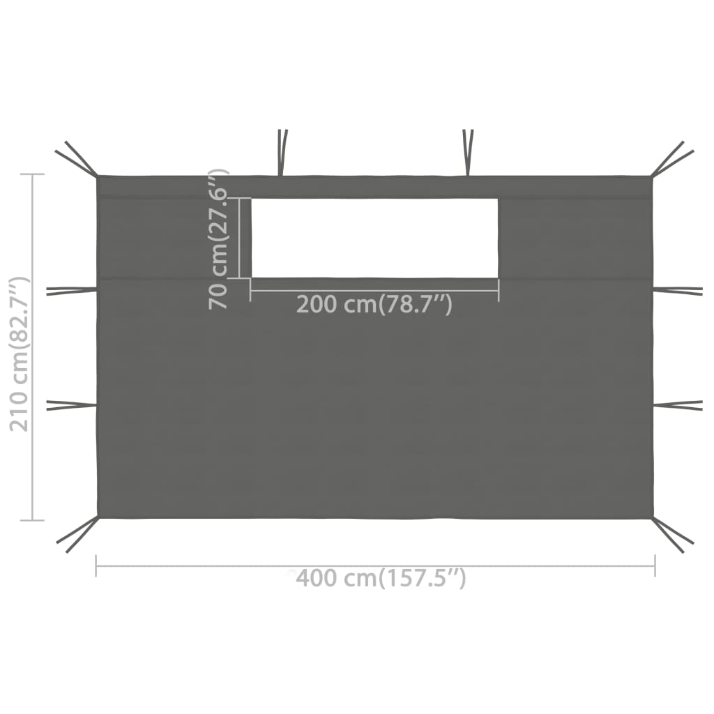 vidaXL Стени за шатри с прозорци 2 бр 4x2,1 м антрацит 70 г/м²