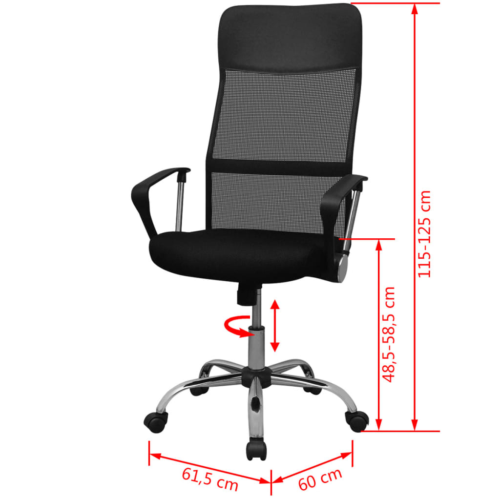 vidalXL офис стол от полу PU 61,5 х 60 см, черен цвят