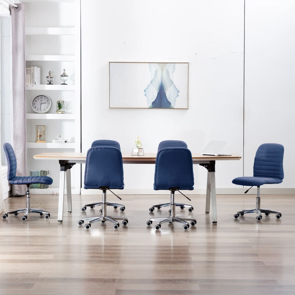 vidaXL Трапезни столове, 6 бр, сини, текстил