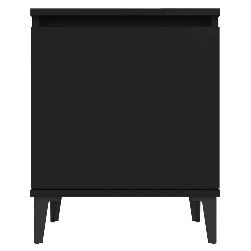 vidaXL Нощно шкафче с метални крака, черно, 40x30x50 см