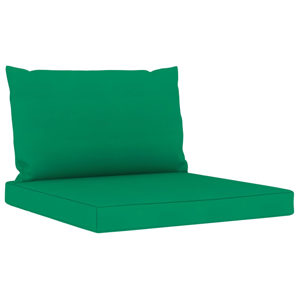 vidaXL Градински лаундж комплект, 9 части, със зелени възглавници