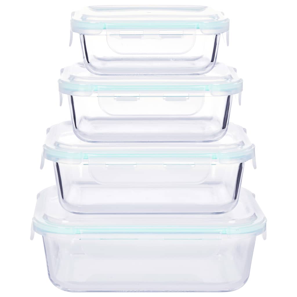 vidaXL Стъклени кутии за съхранение на храна, 16 бр