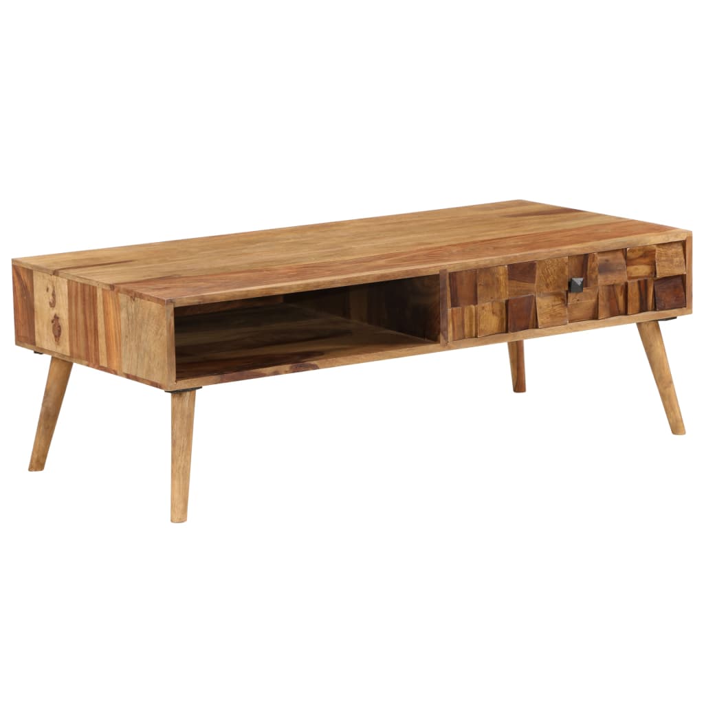 vidaXL Маса за кафе, шишам масив, финиш цвят пчелен мед, 110x50x37 cм
