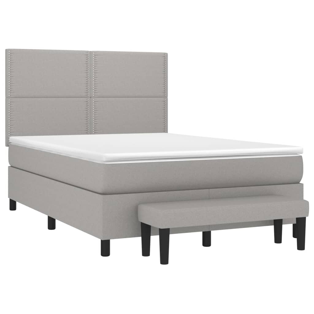 vidaXL Боксспринг легло с матрак, светлосиво, 140x190 см плат