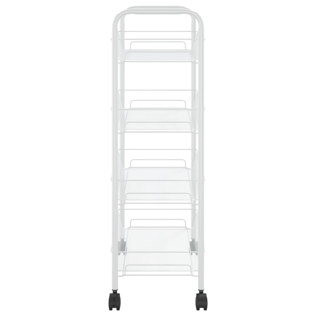 vidaXL Кухненска количка на 4 нива, бяла, 46x26x85 см, желязо