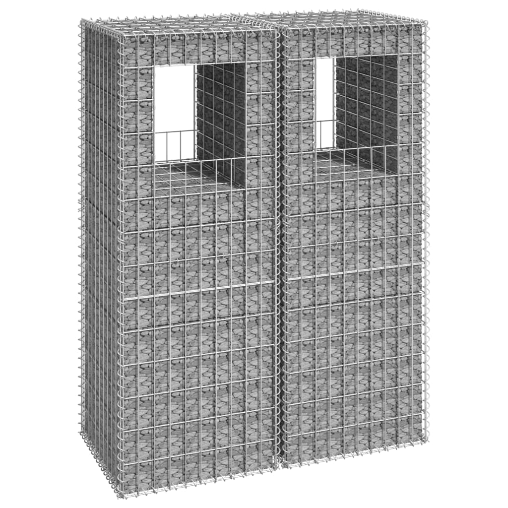 vidaXL Габионни кошници стълб, 2 бр, 50x50x140 cм, желязо