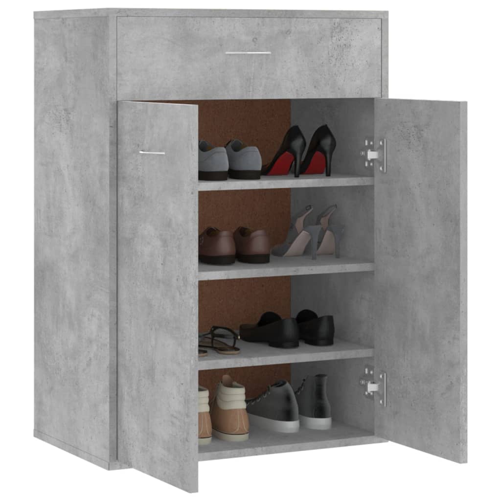 vidaXL Шкаф за обувки, бетонно сив, 60x35x84 см, ПДЧ