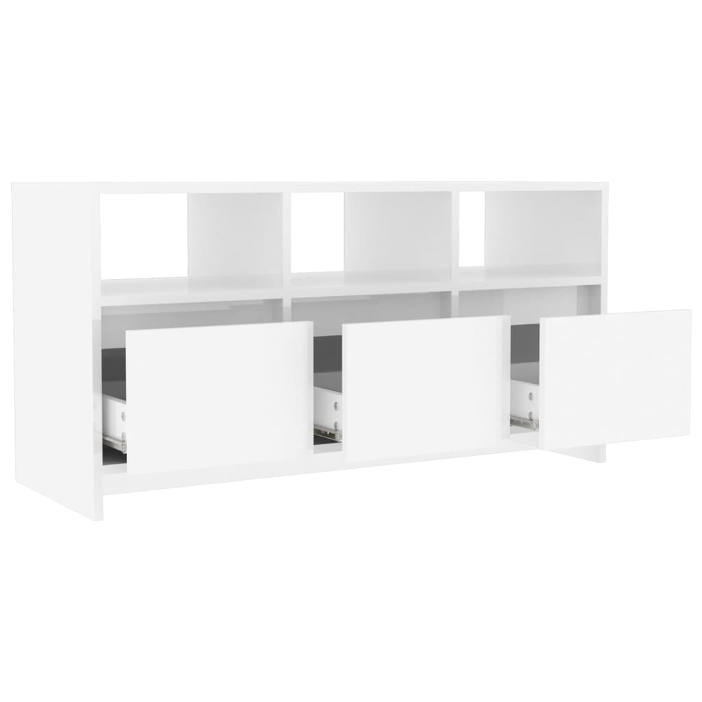 vidaXL ТВ шкаф, бял гланц, 102x37,5x52,5 см, ПДЧ