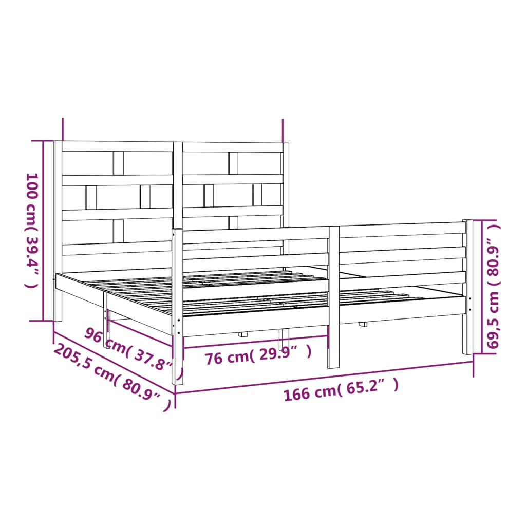 vidaXL Рамка за легло, бор масив, 160х200 см