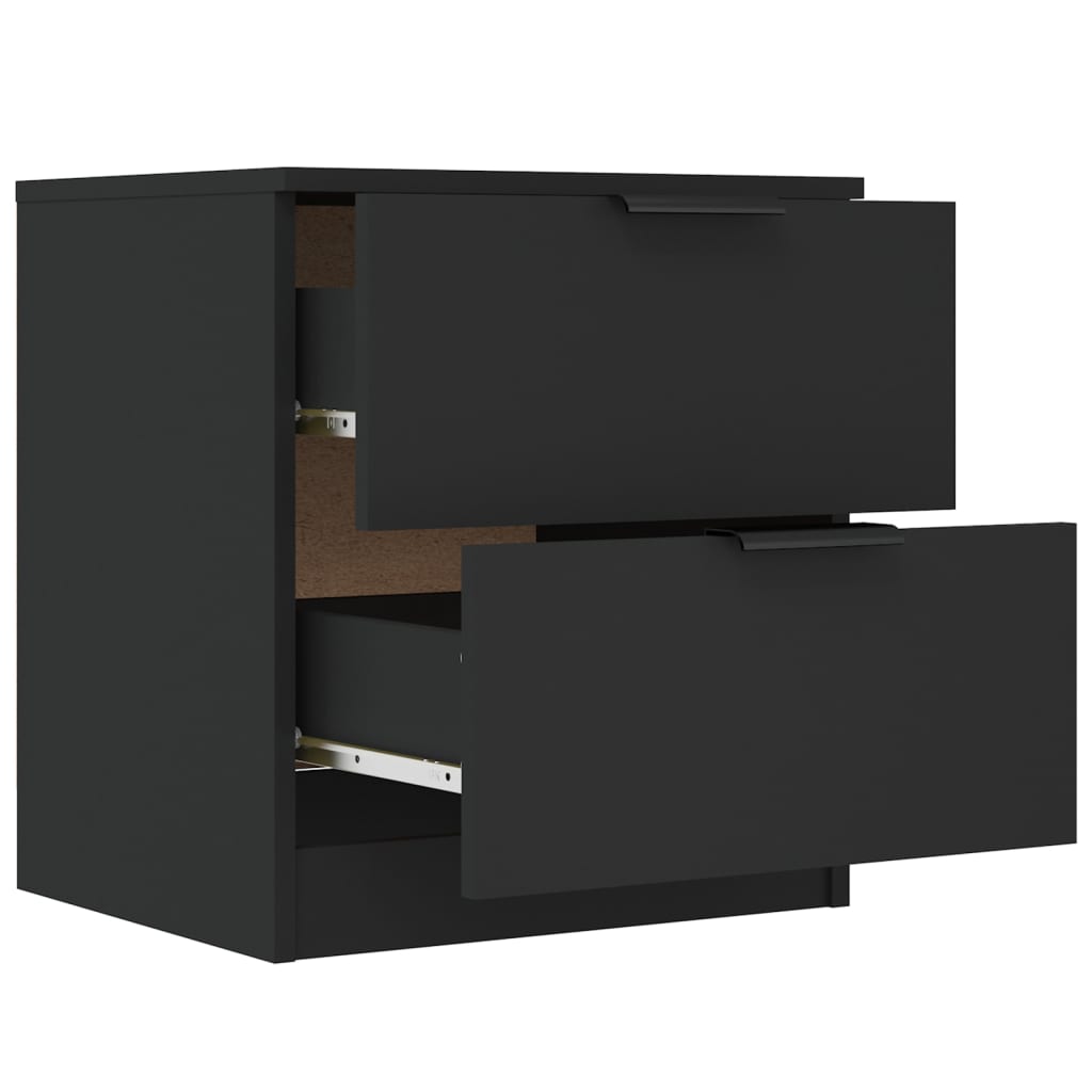 vidaXL Нощни шкафчета, 2 бр, черни, инженерно дърво