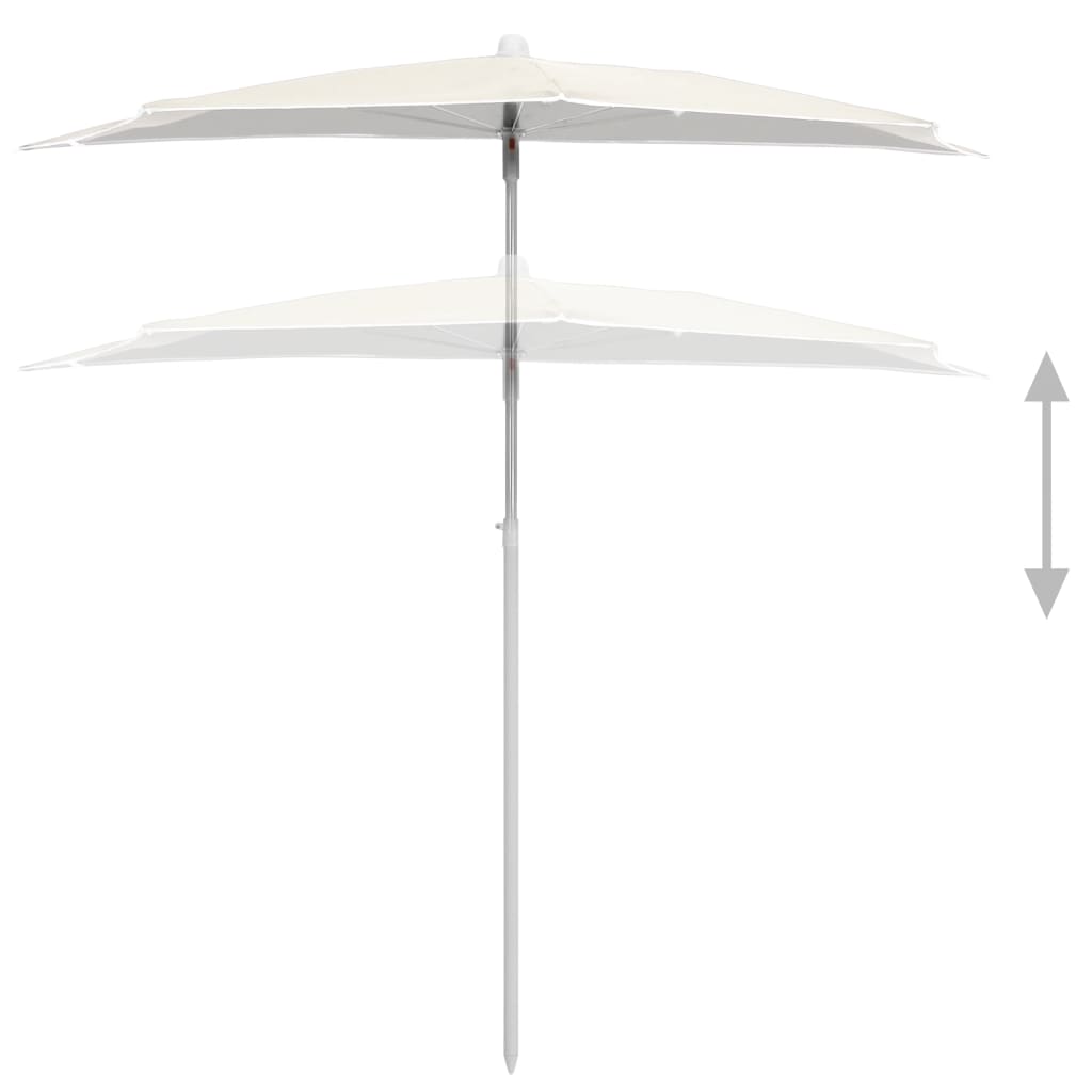 vidaXL Градински полукръгъл чадър с прът 180x90 см пясъчен