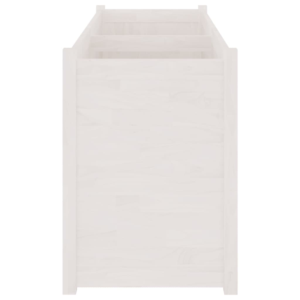 vidaXL Градински сандък, бял, 150x50x70 см, бор масив