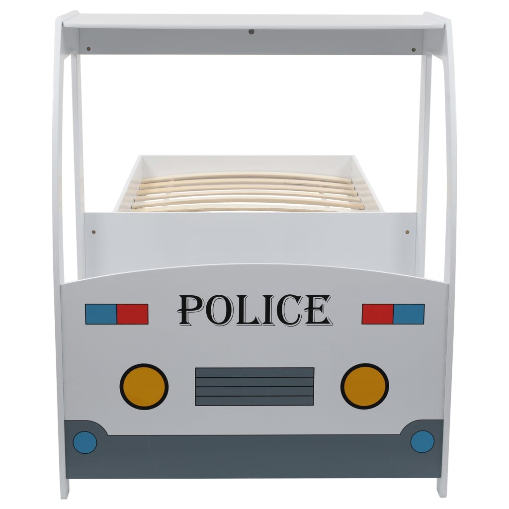 vidaXL Детско легло полицейска кола с матрак от мемори пяна 90x200 см