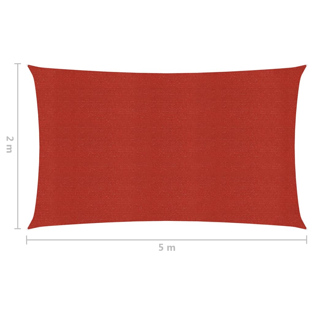 vidaXL Платно-сенник, 160 г/м², червено, 2x5 м, HDPE