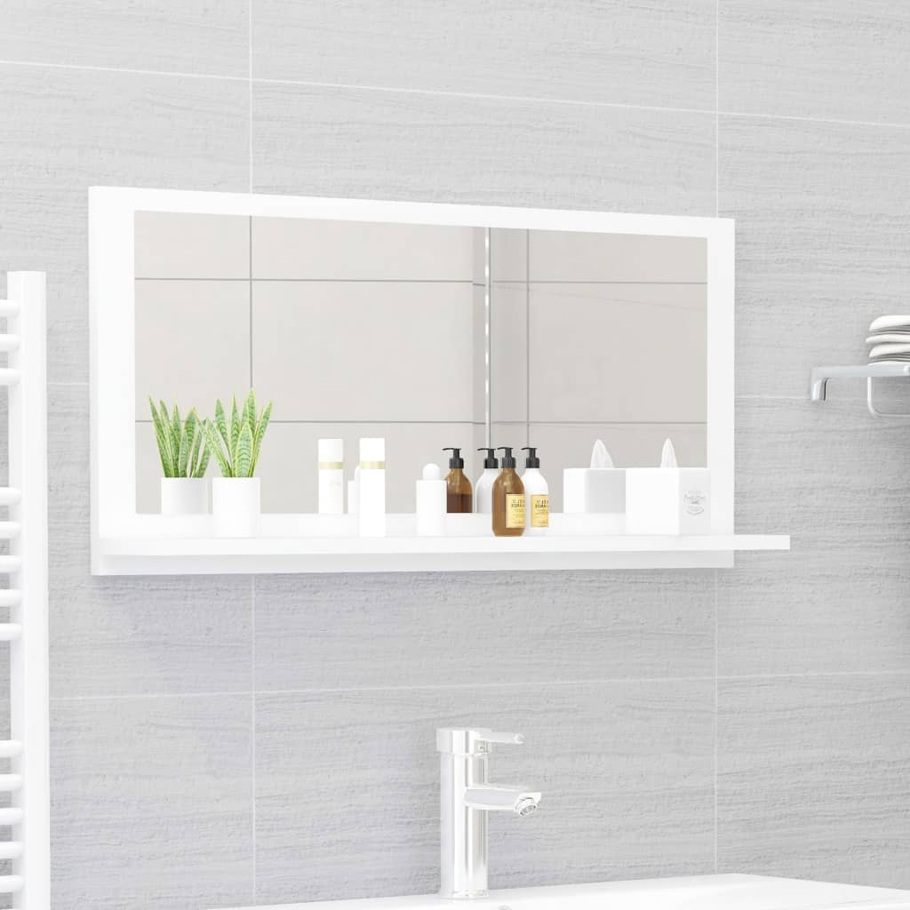 vidaXL Огледало за баня, бяло, 80x10,5x37 см, ПДЧ
