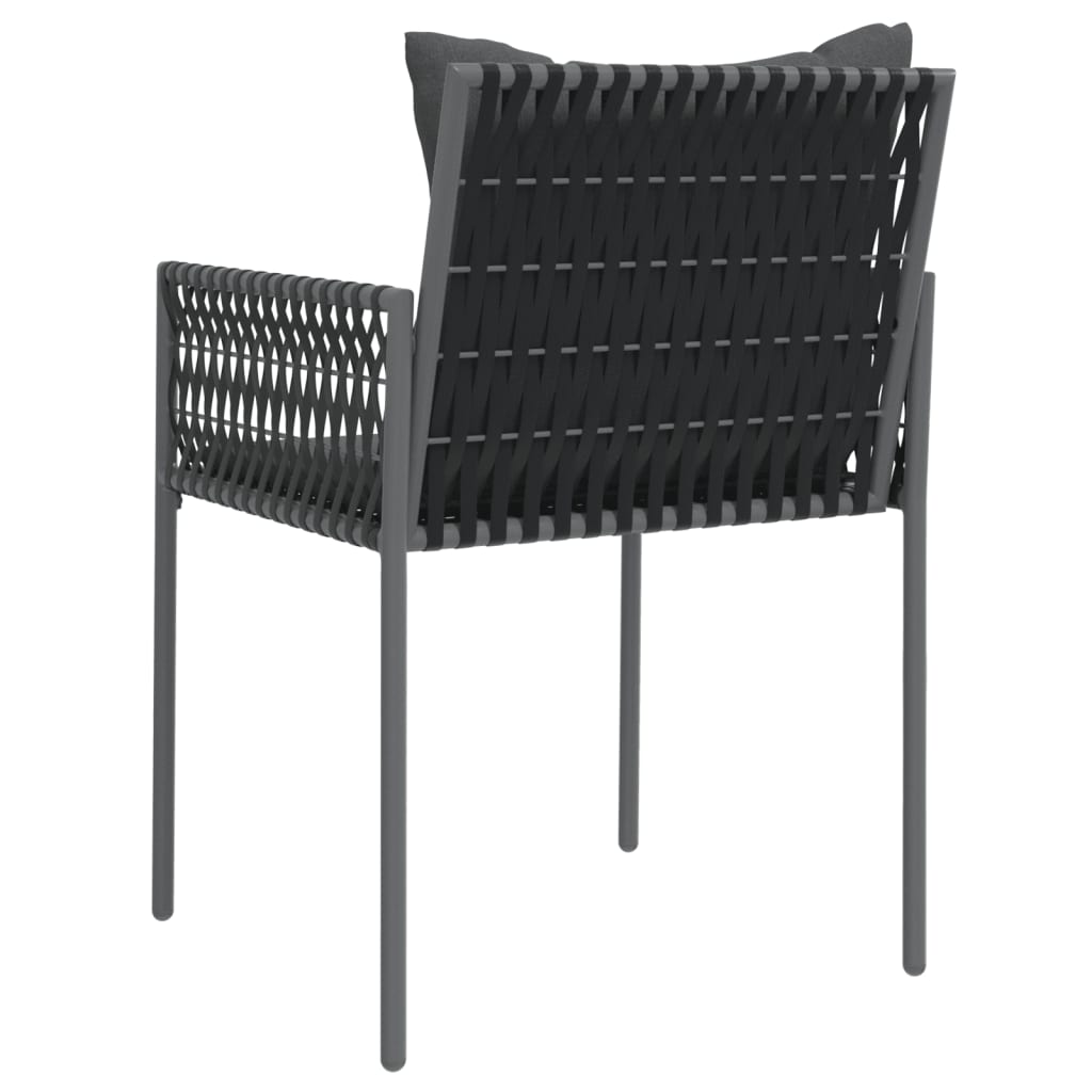 vidaXL Градински стол с възглавници 2 бр черни 54x61x83 см полиратан