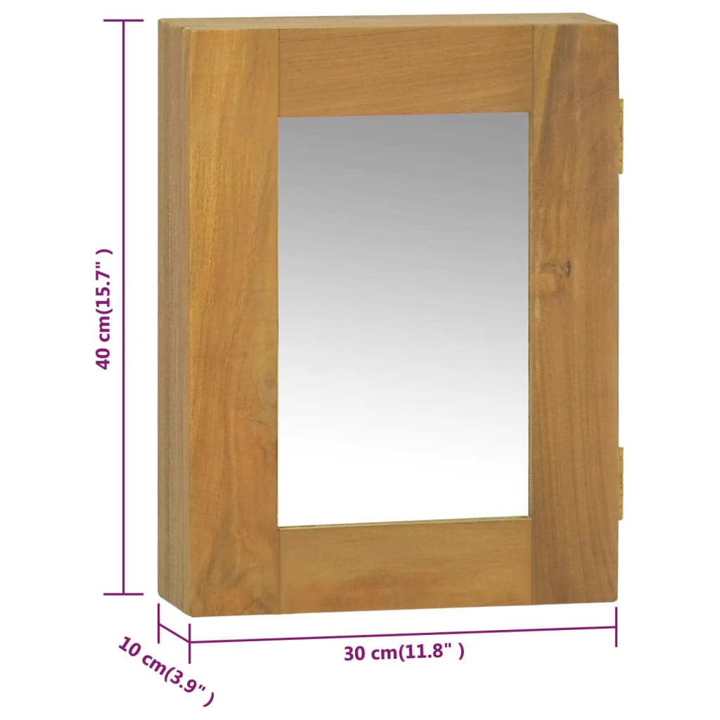 vidaXL Шкаф с огледало, 30x10x40 см, тиково дърво масив