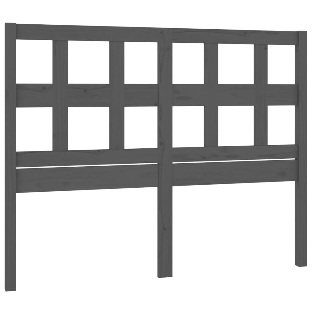 vidaXL Горна табла за легло, сива, 145,5x4x100 см, бор масив