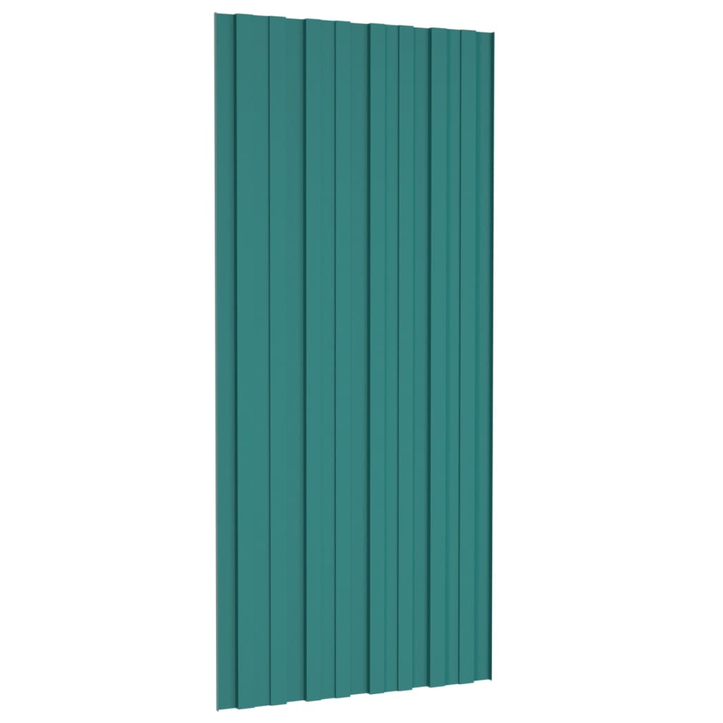 vidaXL Покривни панели, 36 бр, поцинкована стомана, зелени, 100х45 см