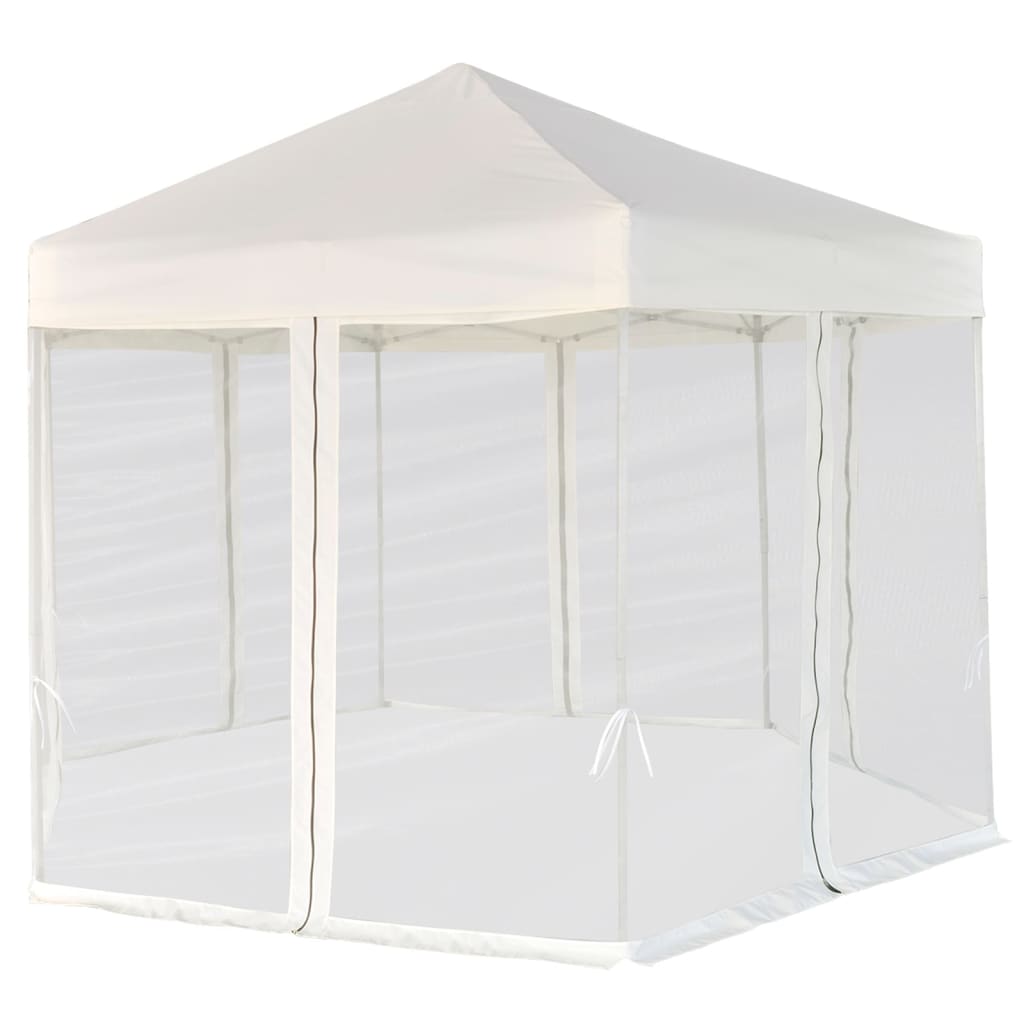 vidaXL Шестоъгълна pop-up шатра с 6 стени кремавобяла 3,6x3,1 м