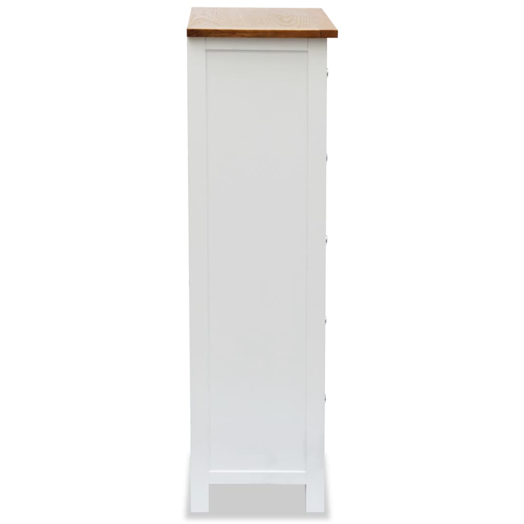 vidaXL Висок шкаф с чекмеджета, 45x32x115 см, дъбов масив