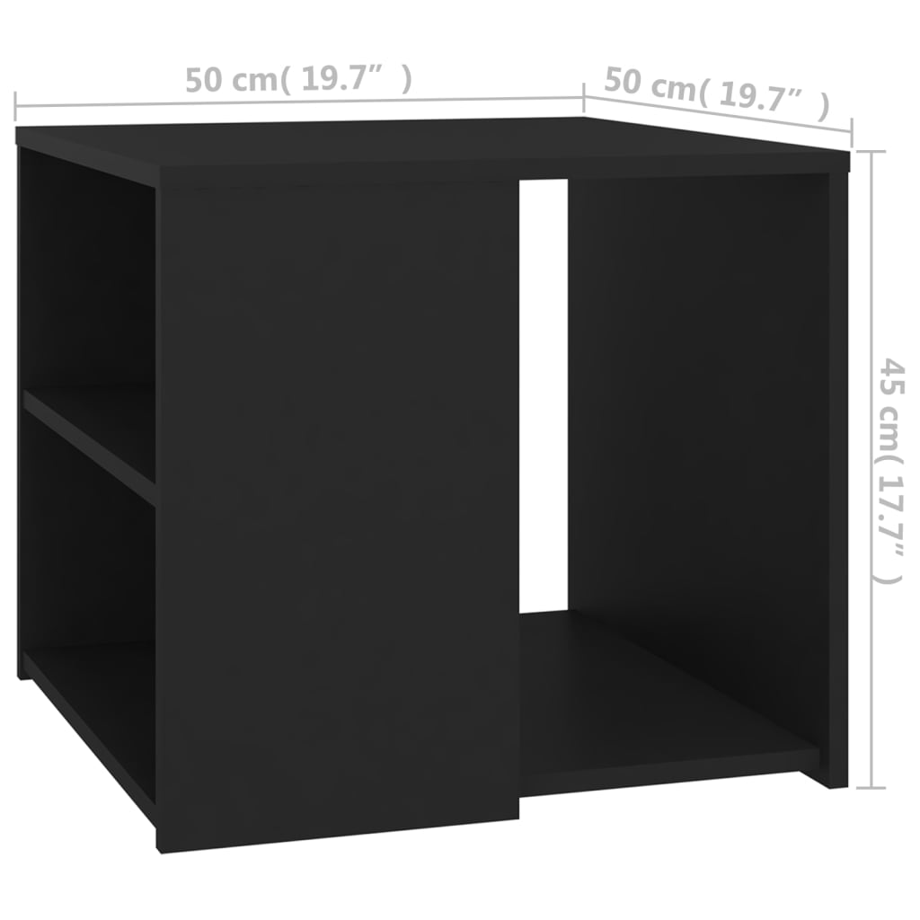 vidaXL Странична маса, черна, 50x50x45 см, ПДЧ