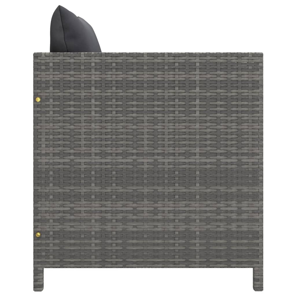 vidaXL Градински диван с възглавници, сив, полиратан