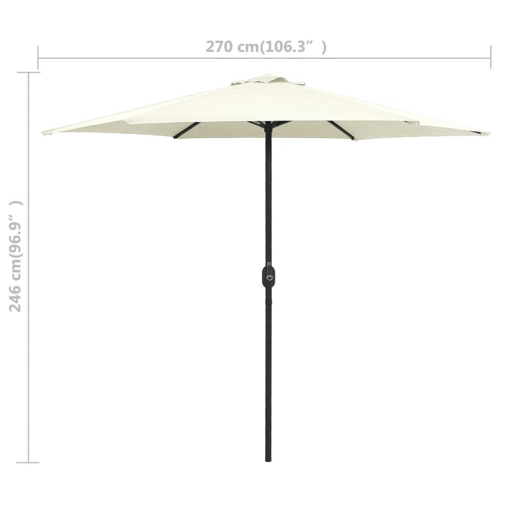 vidaXL Градински чадър с алуминиев прът, 270x246 см, пясъчнобял
