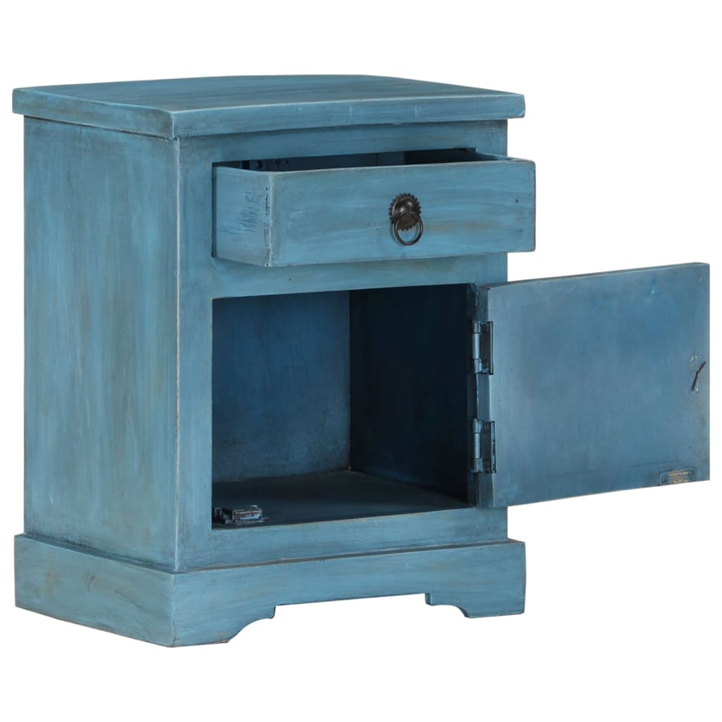 vidaXL Нощно шкафче, мангово дърво масив, 40х30х50 см, синьо