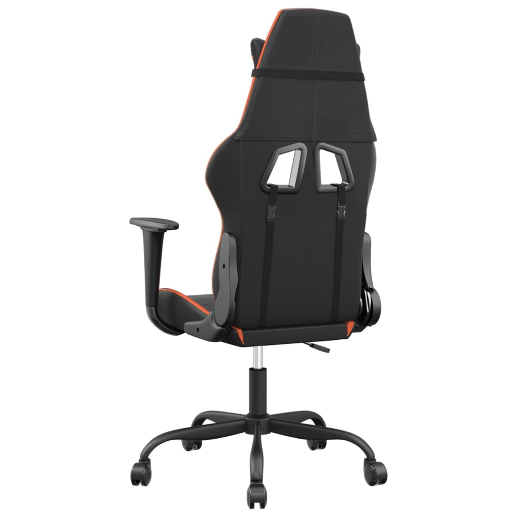 vidaXL Гейминг стол, черно и оранжево, изкуствена кожа