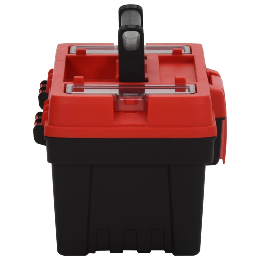 vidaXL Комплект кутия за инструменти 2 части черно-червен полипропилен