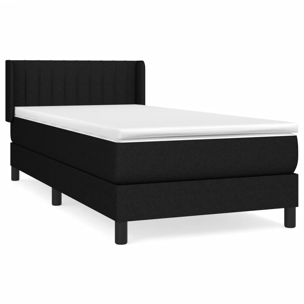 vidaXL Боксспринг легло с матрак, черно, 90x200 см, плат
